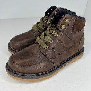 Cat & Jack Girls 17730 Brown Faux Fur Lining Lace Up Bootie Size 3 Ankle Boots